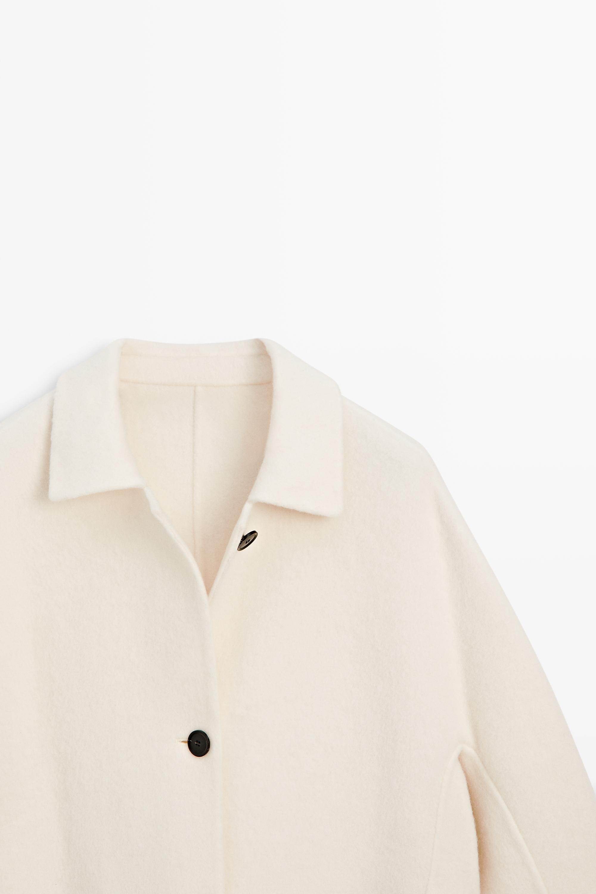 Manteau mi-long boutonné en laine mélangée